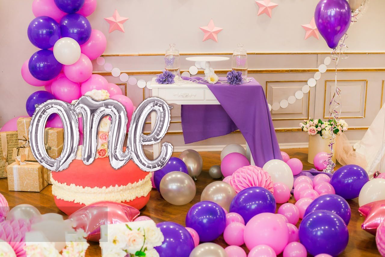 Silver One Balloons - Giant 1st Birthday Decorations for Boys & Girls | Perfect for 1 Year Old Celebrations