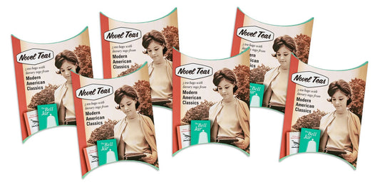 Bag Ladies Tea presents Novel Tea - Modern American Classics - 6 PACK -Each pouch contains 5 teabags individually tagged with literary quotes, made with fine English breakfast tea.