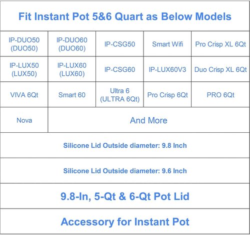 **Silicone Lid for Instant Pot - 9.8-Inch Premium Cover for 5QT & 6QT Inner Pots | Reusable Food Lid**