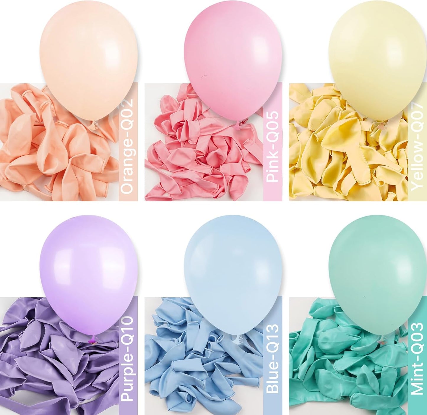 PartyWoo Pastel Balloon Arch Kit - 152-Piece Garland with 18", 12", 10", 5" Balloons in Baby Pink, Blue, Green, Purple, Yellow, Orange for Celebrations