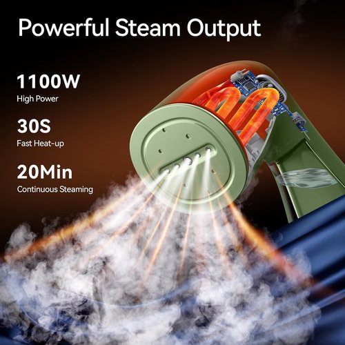 HiLIFE Portable Handheld Clothes Steamer - 700W Powerful Wrinkle Remover | 240ml Capacity, Olive Green