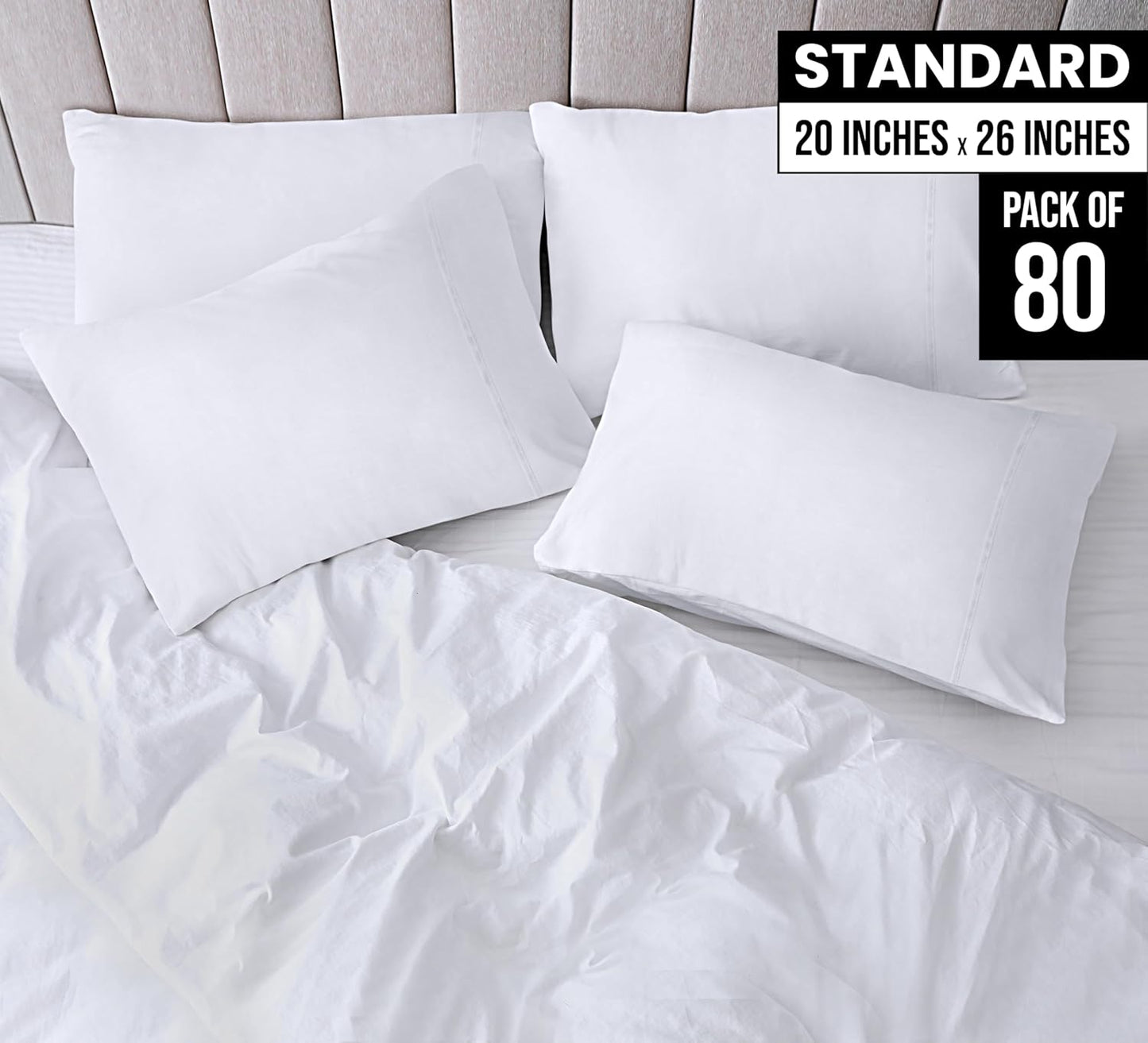 Utopia Bedding Standard Pillow Cases - 80 Pack | Soft Brushed Microfiber - 20 X 26 Inches (White)