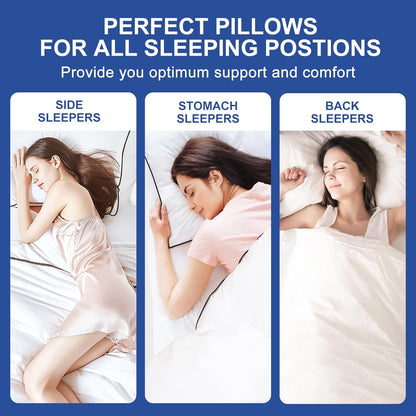 Skiennix Premium Queen Size Pillows Set of 2 - Fluffy 7D Down Alternative for Ultimate Comfort