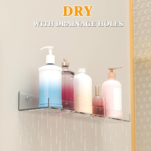 LAZYROSY Floating Shelves - Clear Acrylic Wall-Mounted Storage | No Drill Adhesive for Bathroom & Bedroom