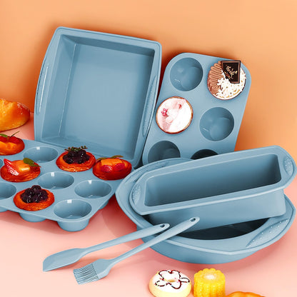 Skiennix 7-in-1 Silicone Bakeware Set - BPA-Free Kitchen Molds for Cakes, Muffins & Pies