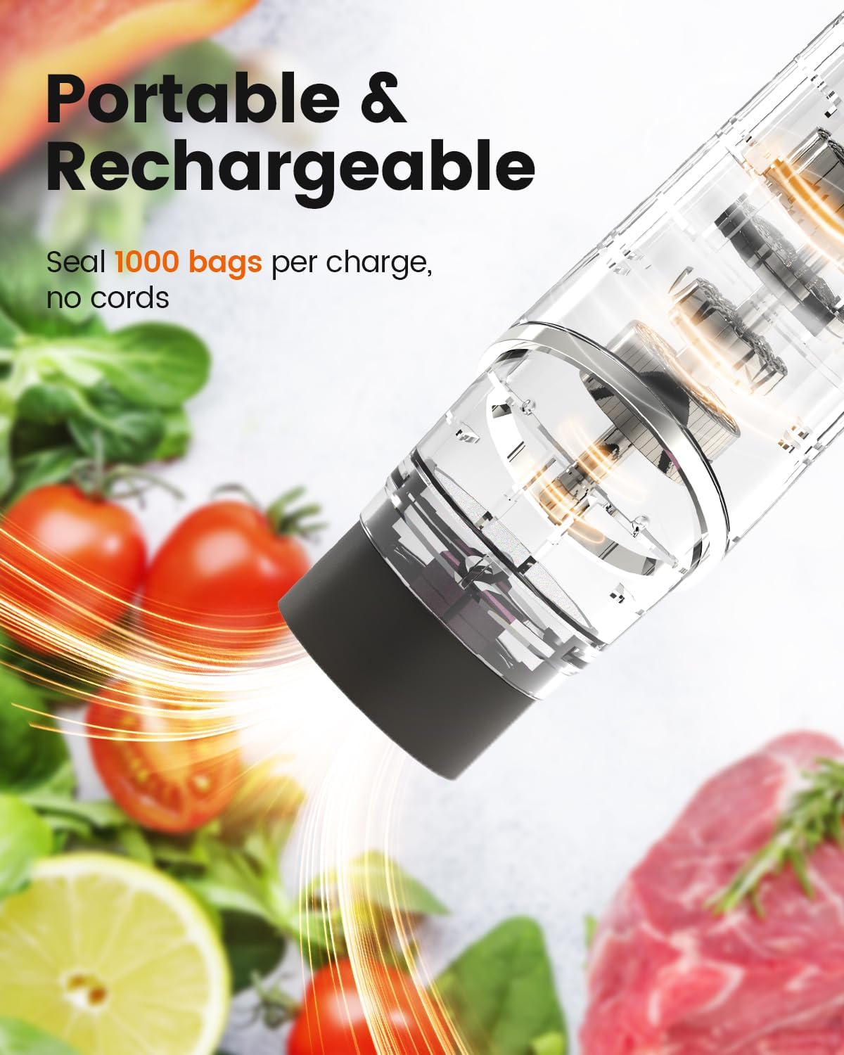Skiennix Portable Vacuum Sealer - 30 Reusable Bags Included | Powerful Handheld Design for Food Preservation