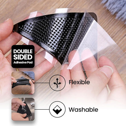 Muddy Mat® Heavy Duty Non-Slip Rug Corner Pads - Double-Sided Adhesive for Hardwood Floors | Pack of 4