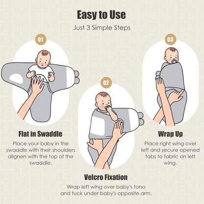 Sweet Dolphin Baby Swaddle Sleep Sacks - Soft Cotton Ergonomic Wrap for Newborns, 0-3 Months, Grey