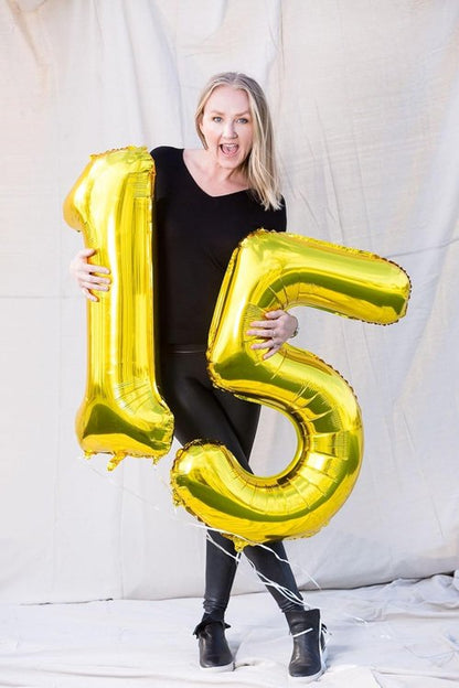 Gold Number 14 Balloon - 40 Inch Golden Birthday Decoration for 14th Party Celebrations