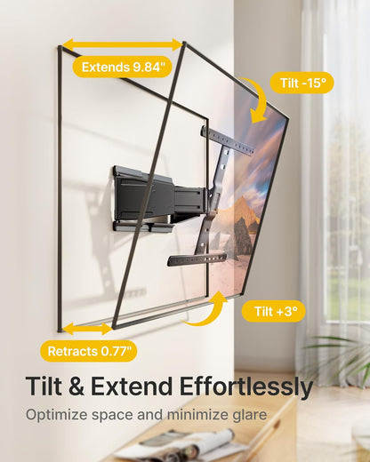 monTEK Ultra Slim TV Wall Mount - Full Motion Bracket for 43-90 Inch TVs | Swivel, Tilt, Leveling, Dual Arms