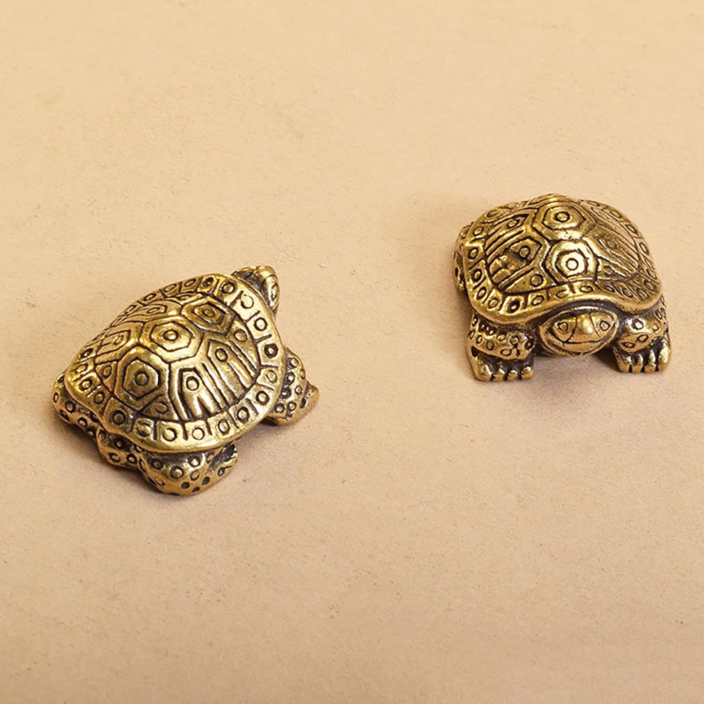 Skiennix Antique Solid Brass Turtle Ornament - Longevity Sculpture for Home & Office Decor