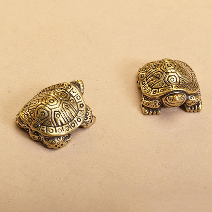 Skiennix Antique Solid Brass Turtle Ornament - Longevity Sculpture for Home & Office Decor