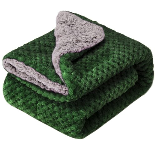 Fuzzy Blanket or Fluffy Blanket for Baby Girl or boy, Soft Warm Cozy Coral Fleece Toddler, Infant or Newborn Receiving Blanket for Crib, Stroller, Travel, Outdoor (40" x 48", DG-Black Green)