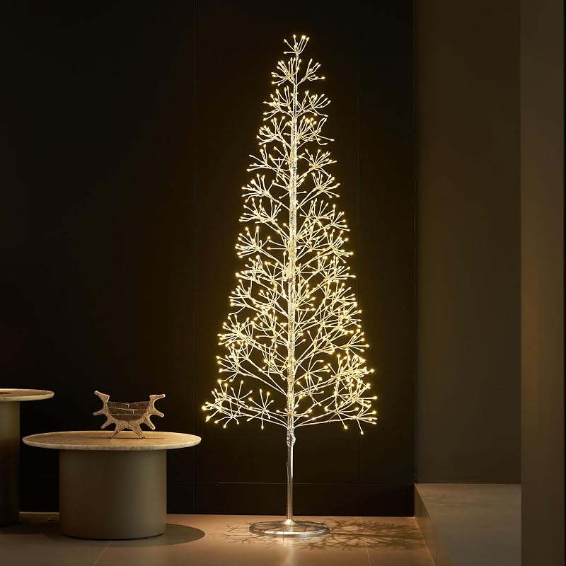 6ft Lighted Starburst Tree with 720 LED Lights - Silver Twig Indoor/Outdoor Decor (Variation: 6ft)