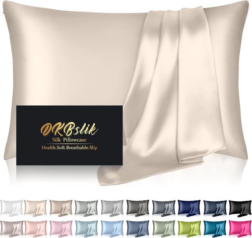 **Skiennix Mulberry Silk Pillowcase - Anti-Acne Cooling Beauty Sleep | Queen Size, Beige**