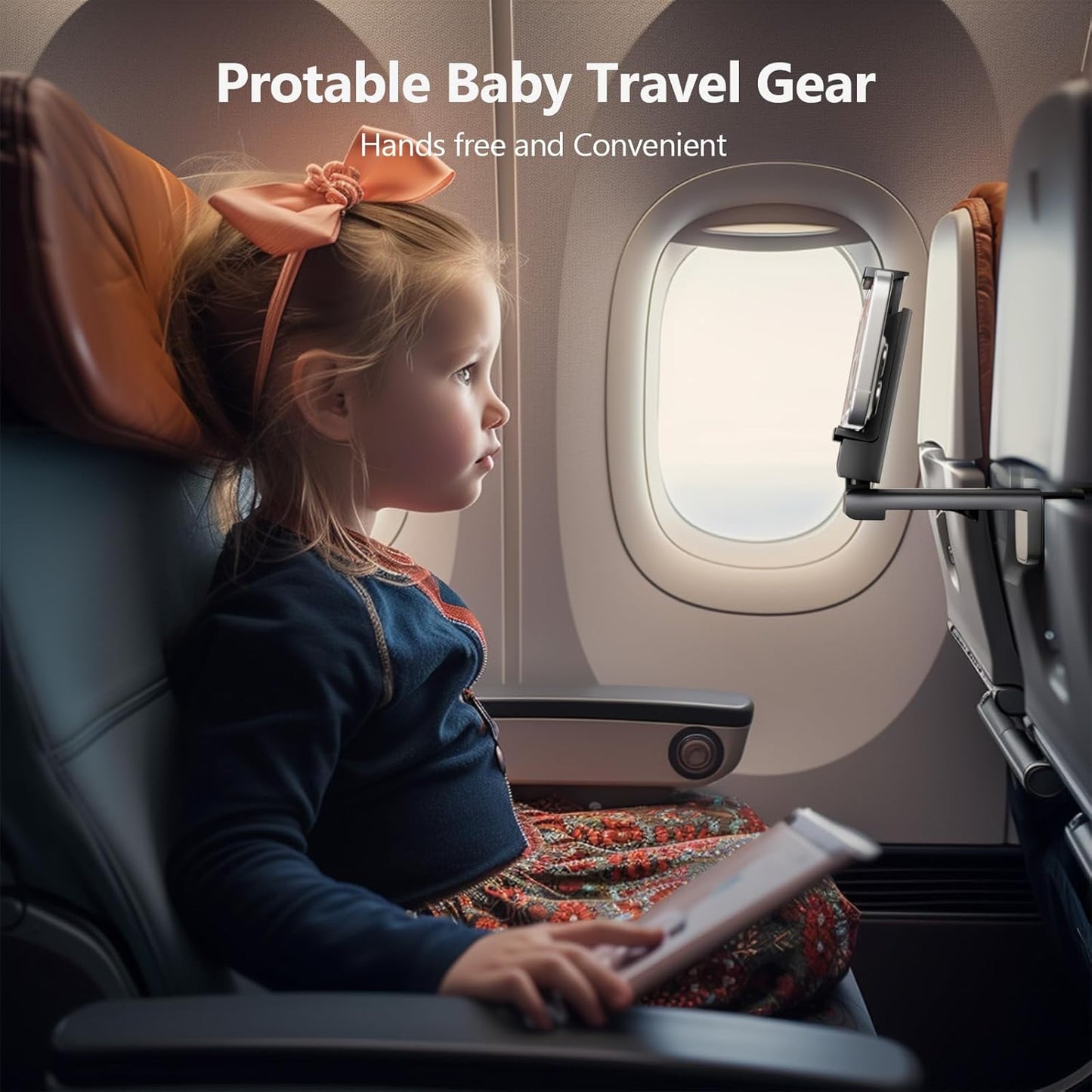 MiiKARE Universal Airplane Travel Phone Holder - 360° Rotation Handsfree Mount for Desk & Tray Table