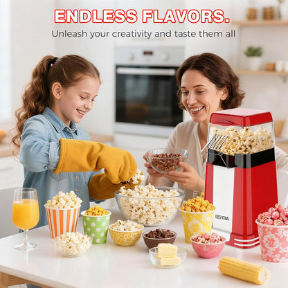 OSTBA Popcorn Maker - 1200W Mini Retro Air Popper | 12 Cups Oil-Free Electric Popcorn Machine with Butter Tray