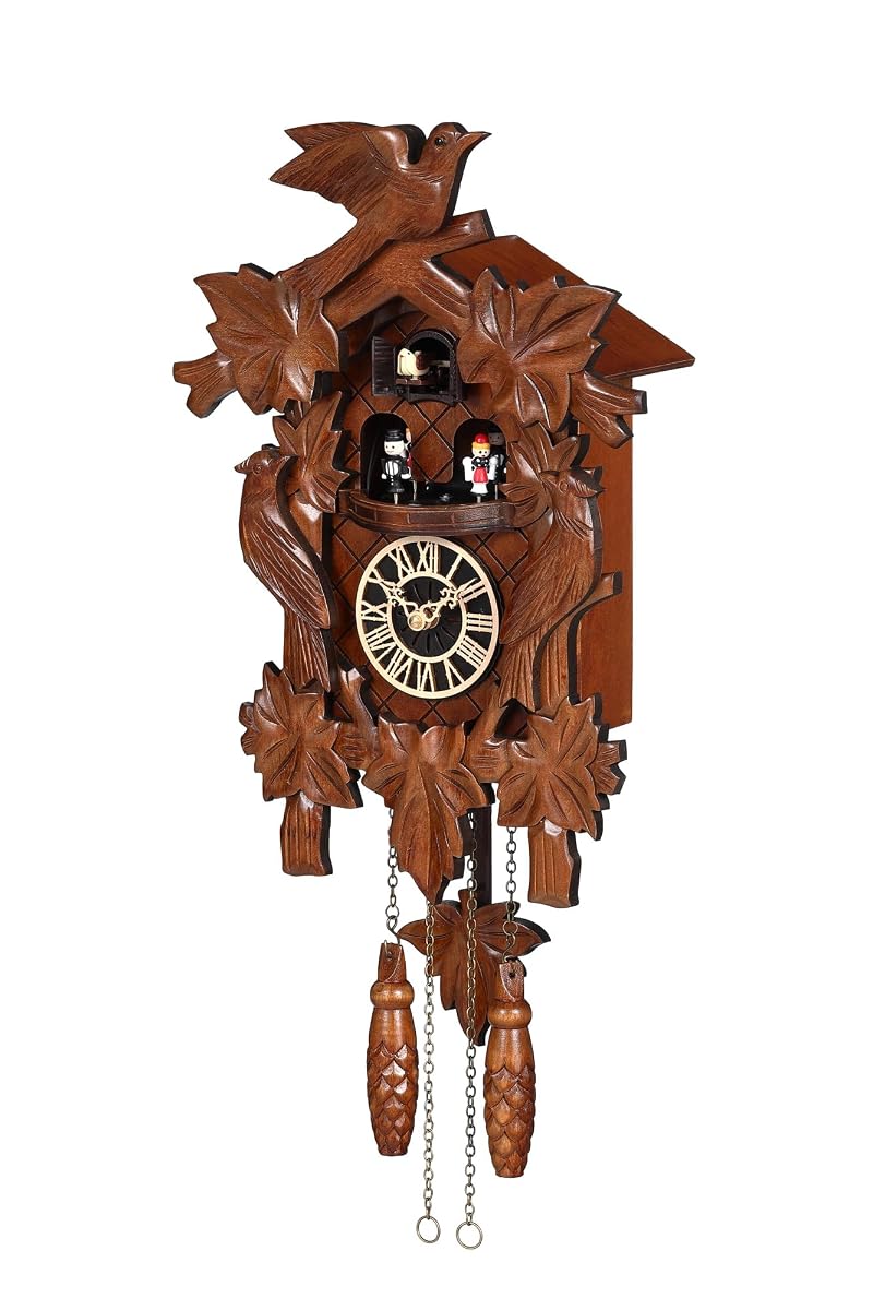 Hand-Carved Wooden Cuckoo Clock Wall Clock Antique Style 11.1 x 25.8 in