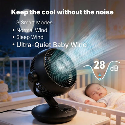 **Ultra Quiet 10-Inch Desk Fan by [Brand Name] - Remote Control, 8-Speed Oscillation & 9-Hour Timer**