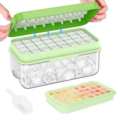 Ice Cube Tray with Lid and Bin, 32 pcs Ice Cubes Molds, Ice Trays for Freezer, Ice Cube Tray Mold, With 1 tray, Ice Freezer Container, Spill-Resistant Removable Lid & Ice Scoop, for Whiskey,Cocktail