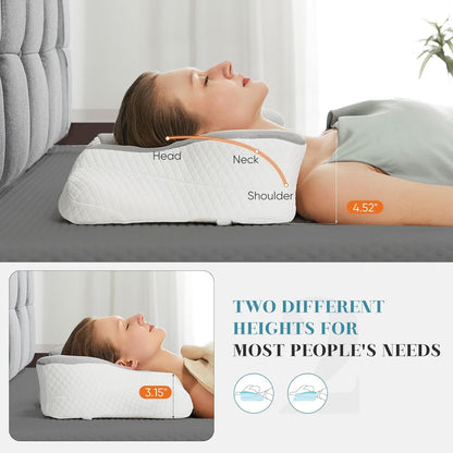 Sweetcrispy Cervical Pillow - Ergonomic Memory Foam Neck Support for Side Sleepers | Cooling Design, Grey