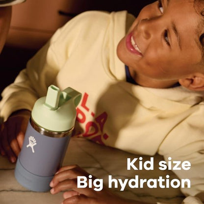 Hydro Flask Kids Water Bottle - Insulated Stainless Steel with Straw Cap | 12 Oz in Anemone Purple