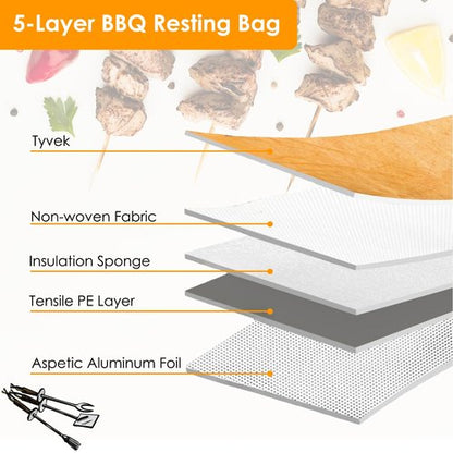 JJFYOSF BBQ Blanket for Resting Meat, Reusable Smoker Grilling Meat Insulated Resting Bag, Wide Mouth for Large Brisket/Beef/Pork Shoulders/Turkeys (21 inch + 15 inch)