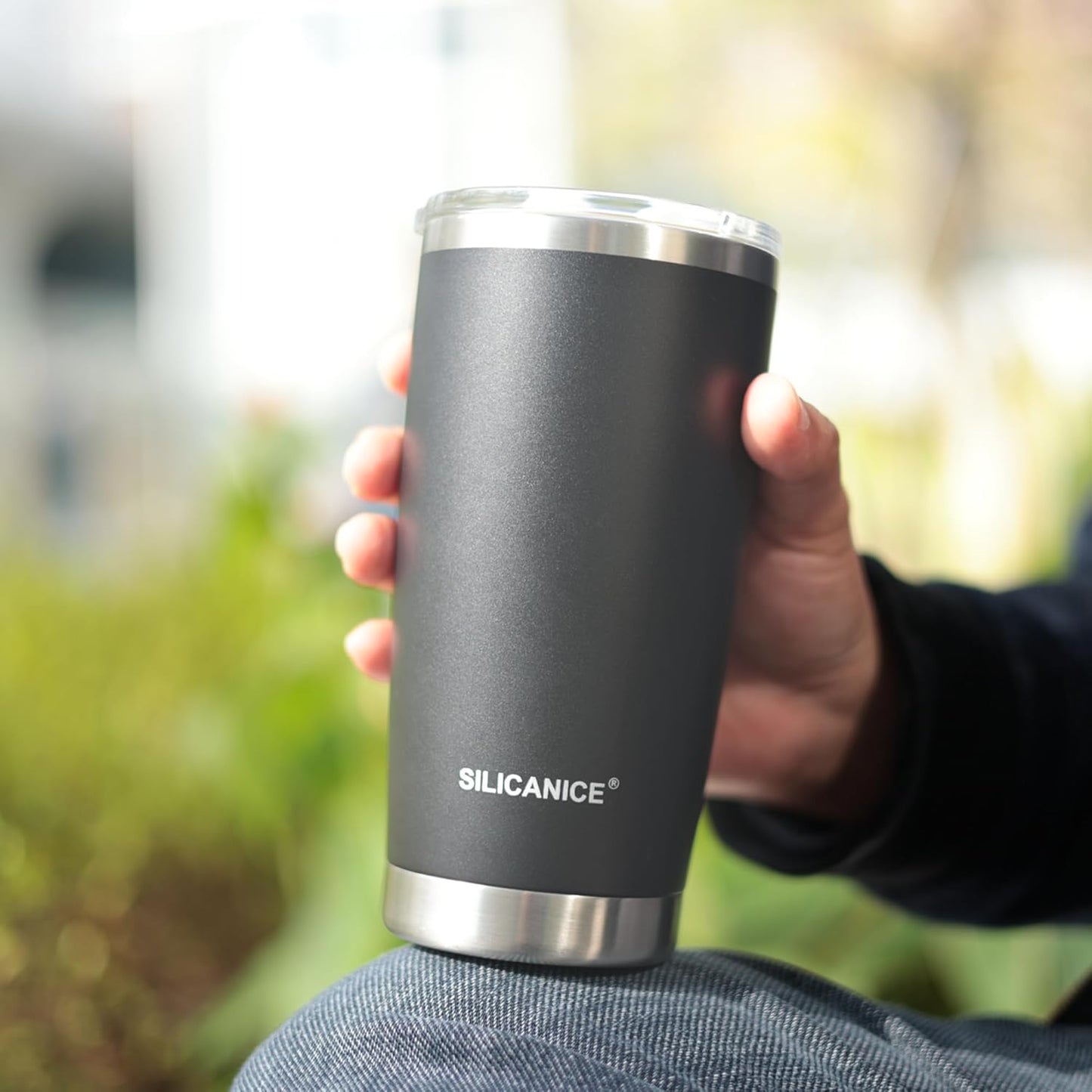 Skiennix 20oz Stainless Steel Vacuum Insulated Tumbler - Easy-On Lid, BPA-Free, Fits Cup Holders | Charcoal Gray