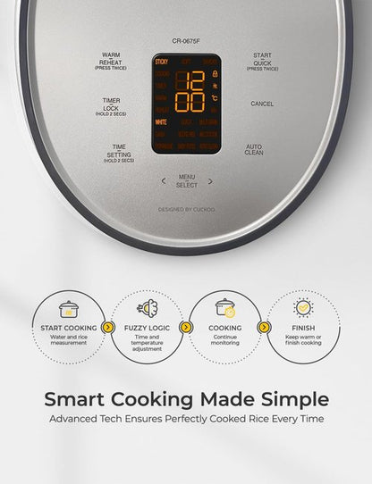 CUCKOO Micom Rice Cooker - 6-Cup Uncooked | 12-Cup Cooked | Nonstick Pot, 9 Menu Options, Fuzzy Logic, Gray