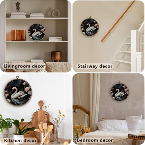 Gnmduw Vintage Moody Swan Wall Art - Framed Floral Canvas Print for Bathroom & Bedroom | 10x10 In