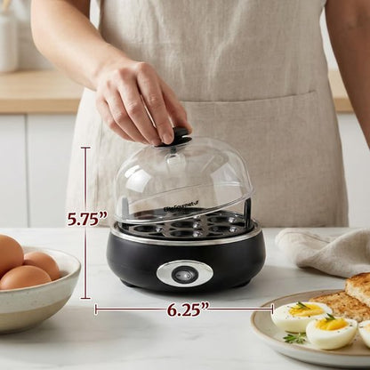 Elite Gourmet Rapid Egg Cooker - Perfectly Cook 7 Hard, Medium, Soft Boiled Eggs | Charcoal Grey