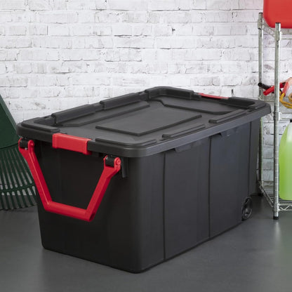 Regine Switzerland 40 Gallon Plastic Storage Bins - Durable Containers with Wheels, Black | 2 Pack
