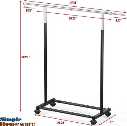 Simple Houseware Garment Rack - Standard Rod Design in Sleek Black Finish