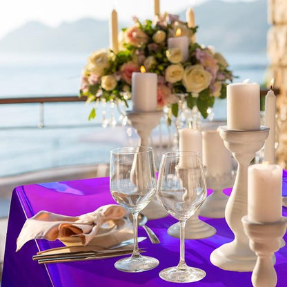 FunnyPars Iridescent Purple Plastic Tablecloths - Shiny Disposable Laser Rectangle Covers | 54x108 Inch Party Decor