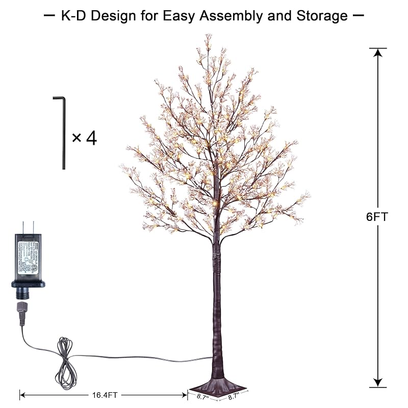 6FT Lighted Gypsophila Tree with 176 LED Lights - Pink Variation, Indoor/Outdoor Decor