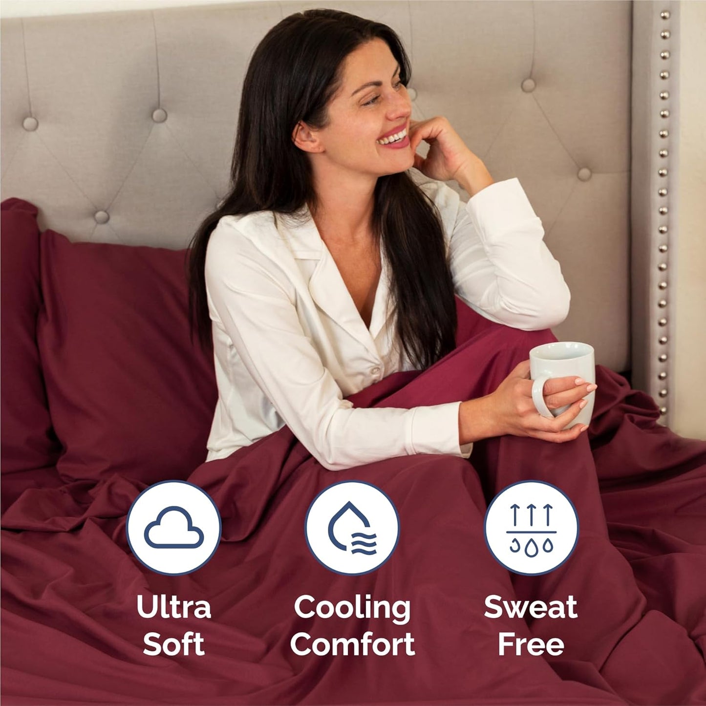 Split King Size 5-Piece Sheet Set | Comfy Breathable Cooling Bed Sheets - Luxury Hotel Quality - Deep Pockets, Soft, Wrinkle-Free - Oeko-Tex Certified - Burgundy