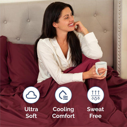 Split King Size 5-Piece Sheet Set | Comfy Breathable Cooling Bed Sheets - Luxury Hotel Quality - Deep Pockets, Soft, Wrinkle-Free - Oeko-Tex Certified - Burgundy