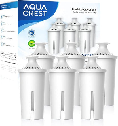 AQUA CREST Brita® Water Filter Replacement - NSF Certified for Pitchers & Dispensers | 6 Count