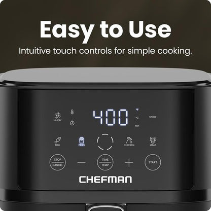 Chefman Air Fryer - 4 QT Compact Air Fryer with Hi-Fry Technology for Quick, Crispy Meals - Black
