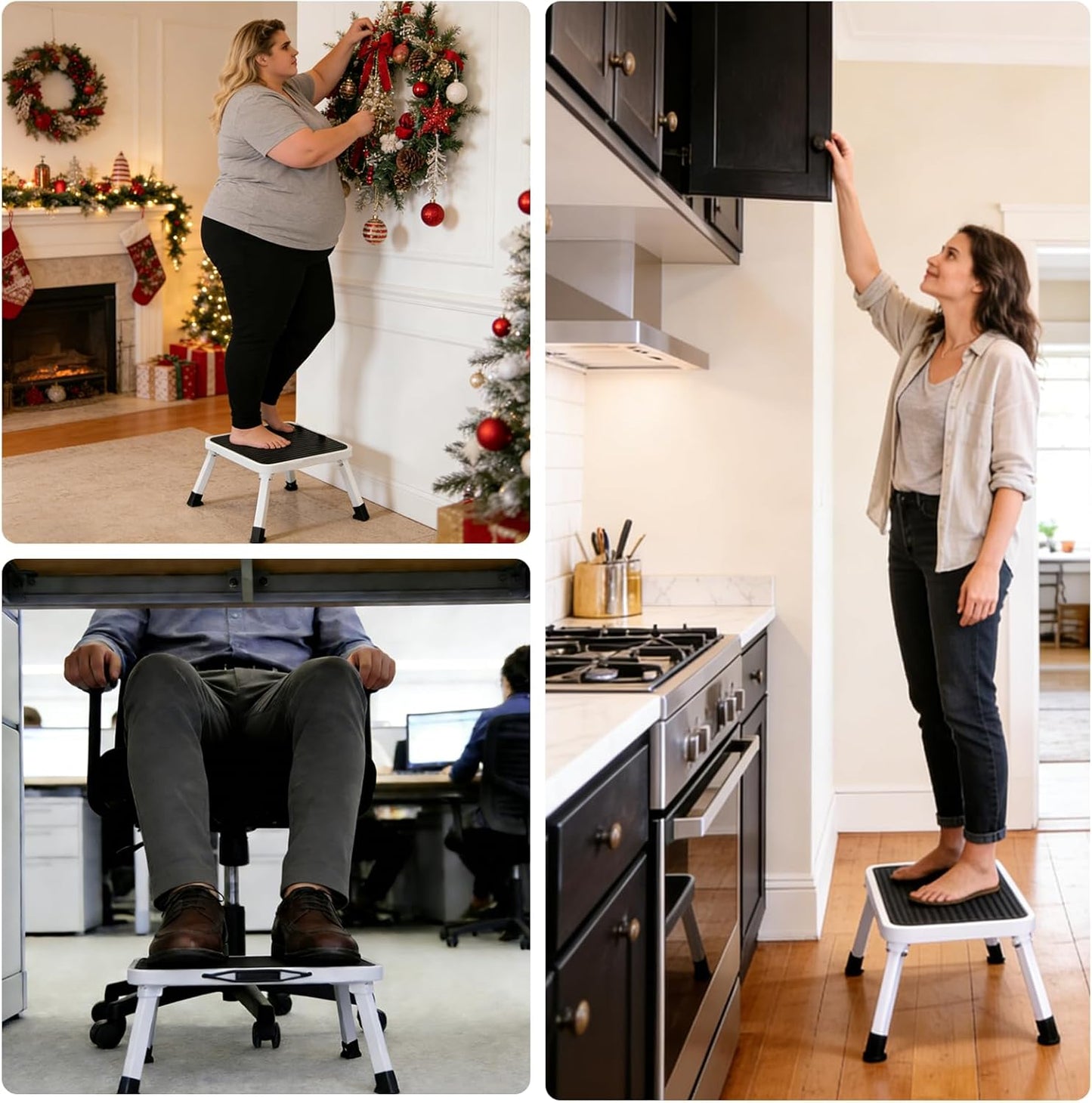 Simple Deluxe Foldable Step Stool - Heavy Duty Non-Slip Foot Stool for Adults & Kids | 330 Lbs Capacity