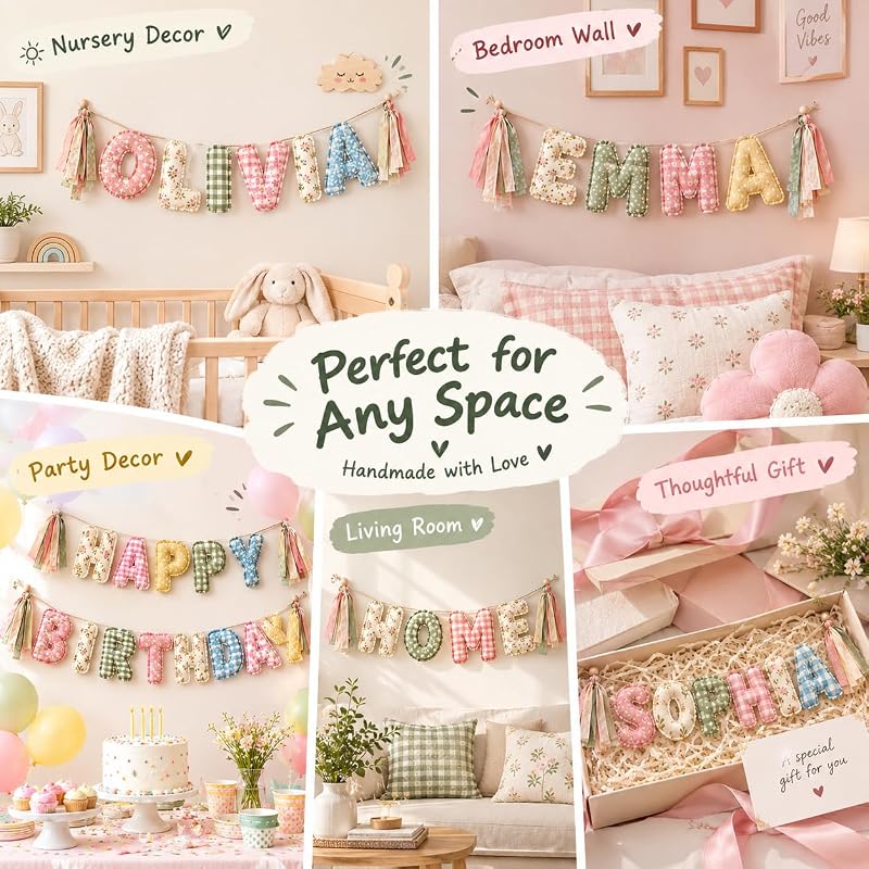 S1 Personalised Name Banner - Custom Fabric Nursery Name Sign