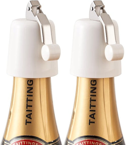 2-Pack Wine Stopper & Airtight Sealers Keep Wine Fresh - Reusable Leakproof Stoppers for Standard Red/White/Rosé Bottles, for Party, Bar, Home Kitchen, Decorative Gift (White)