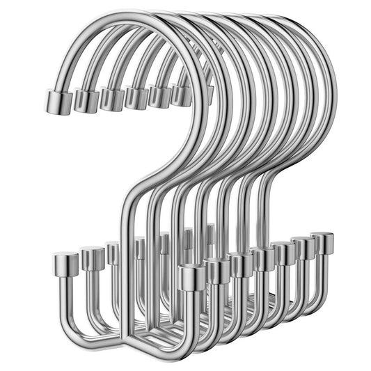 OEH Shower Curtain Hooks, 12 Pcs Shower Curtain Rings, Durable Silver Shower Curtain Hooks Rust Proof, Shower Rings for Curtain, Free Sliding Anti-Drop Double Shower Hooks for Shower Curtain, Chrome
