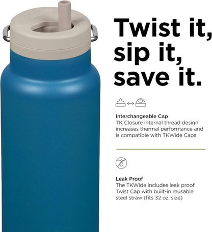 Klean Kanteen 32oz TKWide Insulated Water Bottle - Durable Twist Cap in Corsair Color