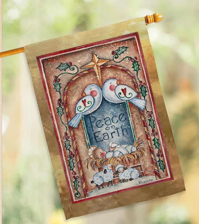 Nativity Doves Flag Wall Banner - 28x40 In House Flag for Indoor/Outdoor Decor