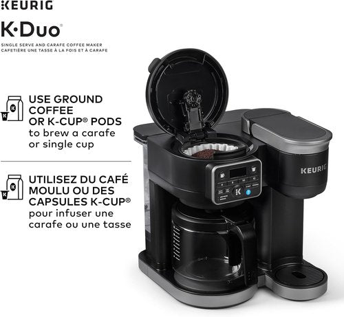 Keurig K-Duo Coffee Maker - Single Serve K-Cup Pod & Carafe - Sleek Black Design