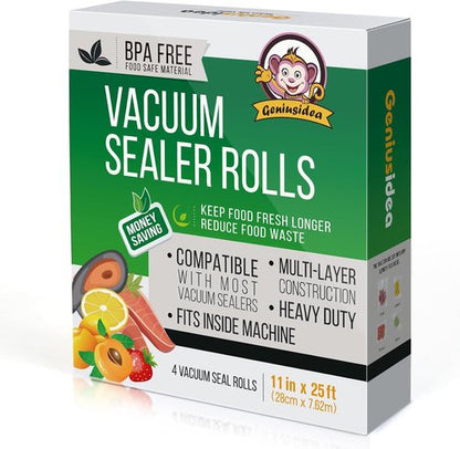 Food Saver Vacuum Sealer Bags - Commercial Grade 11" x 25' Rolls | Meal Prep, Microwave & Freezer Safe
