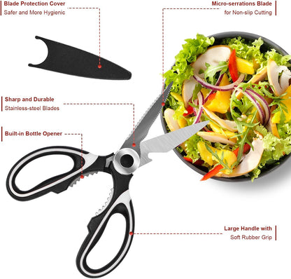 SZHLUX Kitchen Scissors - Heavy Duty Premium Shears for Food, Fish, Meat & Vegetables - 2-Pack