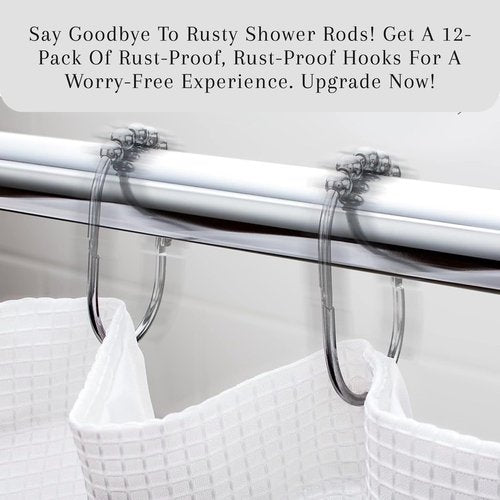 2 Lb. Depot Shower Curtain Ring - Set of 12 Easy Glide Rollers with Polished Chrome Finish - Stainless Steel Shower Hooks for Straight and Curved Rods - Decorative and Durable for Any Bathroom