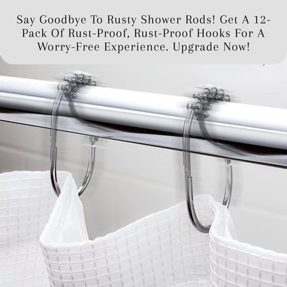 2 Lb. Depot Shower Curtain Ring - Set of 12 Easy Glide Rollers with Polished Chrome Finish - Stainless Steel Shower Hooks for Straight and Curved Rods - Decorative and Durable for Any Bathroom